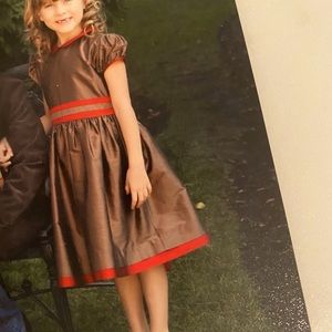 Papo D’Anjo Bronze & Red Holiday/Xmas Card Dress